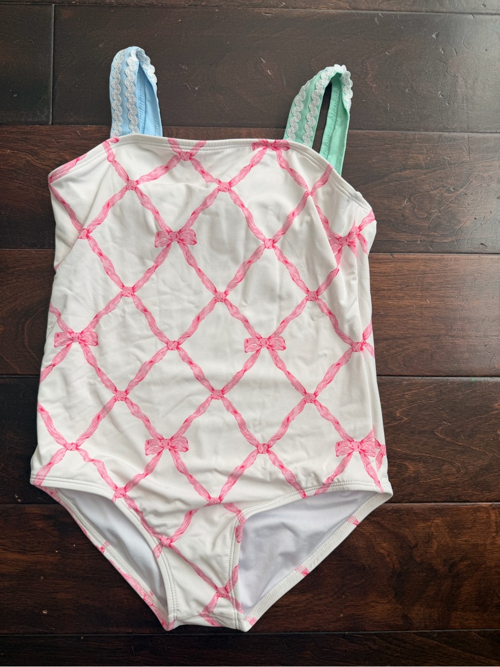 The Beaufort Bonnet Company White One-Piece Swimsuit with Pink Bow Lattice